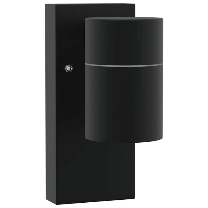 Applique murale extérieure - vidaXL - Noir - Acier inoxydable - Finition brossée - 6.5x10.5x16 cm - 230 V - 50 W