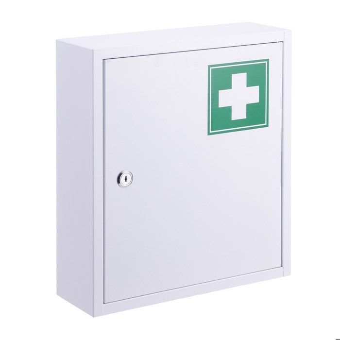 Armoire à pharmacie Relaxdays verrouillable 3 compartiments HxLxP 36 x 315 x 10 cm pour médicaments blanc/vert
