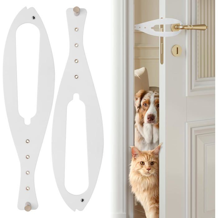 Loquet pour chatière lot de 2 butées de porte pour chat avec 5 sangles réglables (largeur : 6 35 à 15 22 cm) blanc