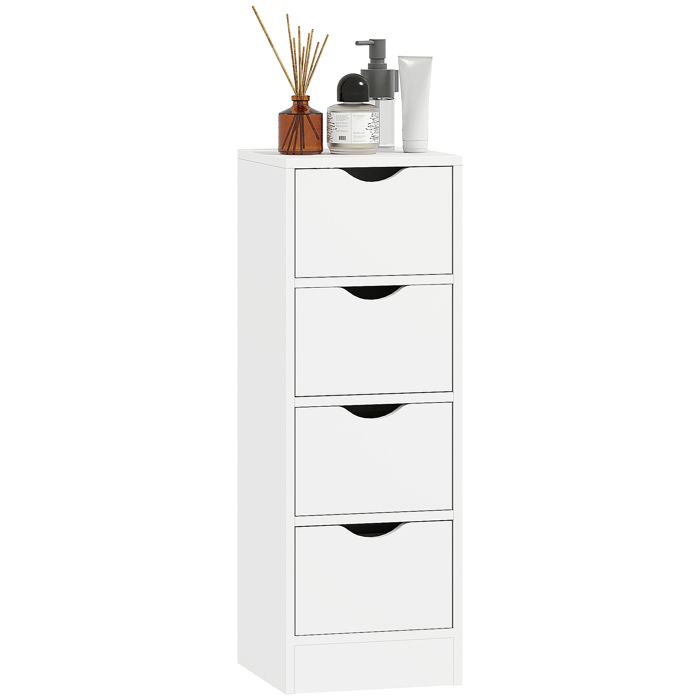 Meuble de salle de bain 4 tiroirs panneau de particules blanc