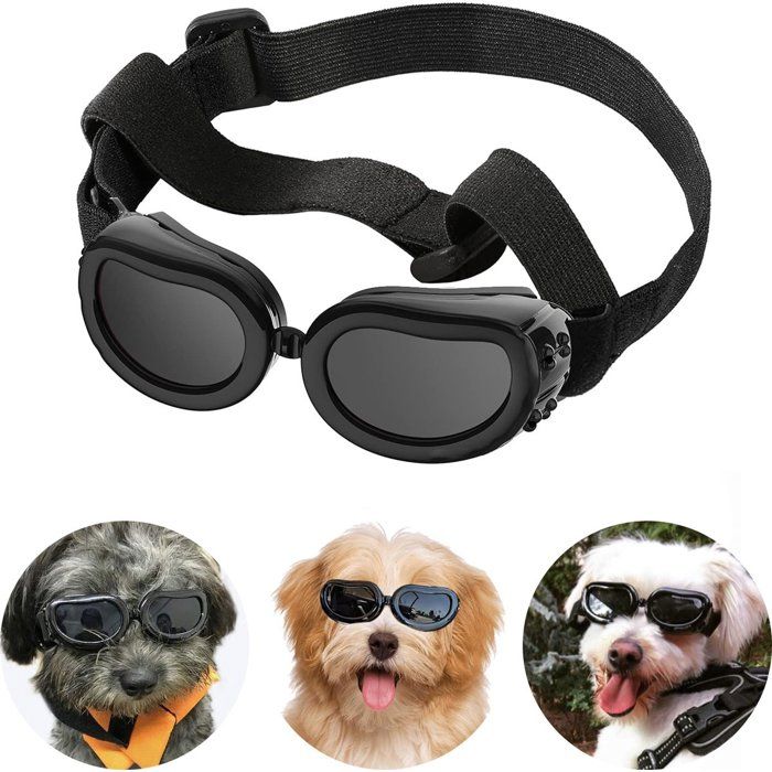 Lunettes de soleil chien avec sangles réglables protection UV anti-buée petit chien/chat 4-10 kg noir Lunettes de soleil chien avec sangles réglables protection UV anti-buée petit chien/chat 4-10 kg noir