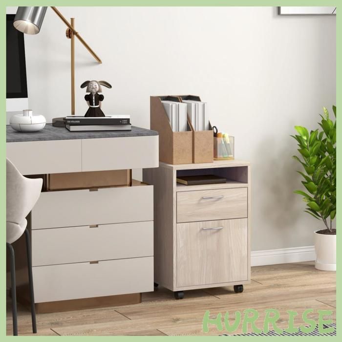 Cocosity Caisson De Bureau À Roulettes Avec Tiroir Placard Et Niche Pour Documents Et Dossier Suspendu 40 X 35 X 60 Cm Chêne