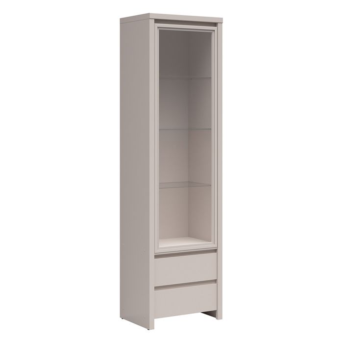 Vitrine 1 porte 2 tiroirs Petits-meubles - Soren - 56 x 40 5 x 200 5cm - Cachemire Vitrine 1 porte 2 tiroirs Petits-meubles - Soren - 56 x 40 5 x 200 5cm - Cachemire