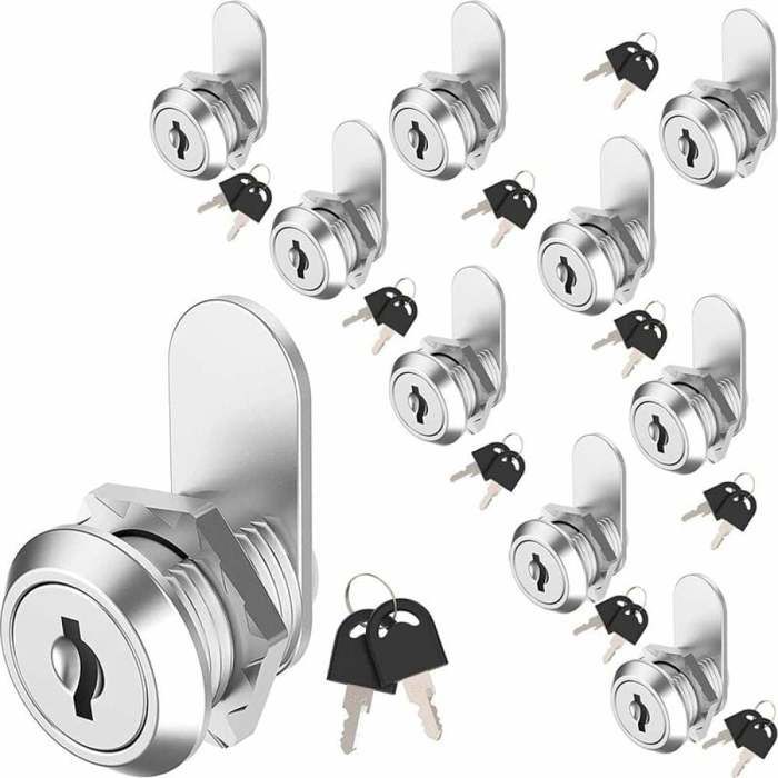 Serrure De Tiroir - Lot De 10 Serrures De Boîte Aux Lettres Serrure Armoire Metallique16 Mm Serrure Batteuse A Came - Avec 20