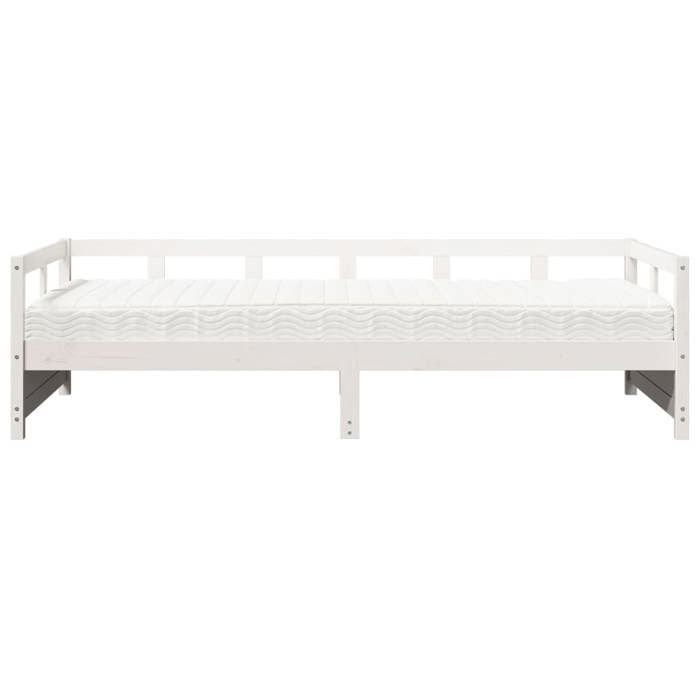 Magnifique Structure de Lit de jour - SARAZYJ - Sommier à Lattes - 1 personne - avec matelas blanc 80 x 200cm bois de pin massif - 5