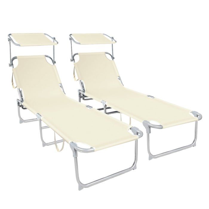 VOUNOT® Transat pare soleil Lot de 2 pcs Beige