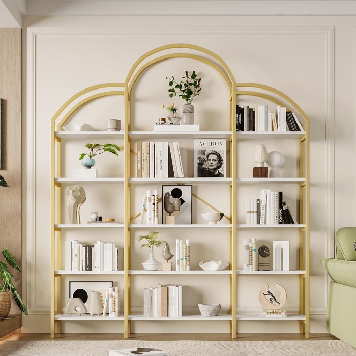 Étagère de rangement 5 niveaux en métal et MDF - TCQPZ - style moderne nuage doré blanc 170 × 26 × 190 cm