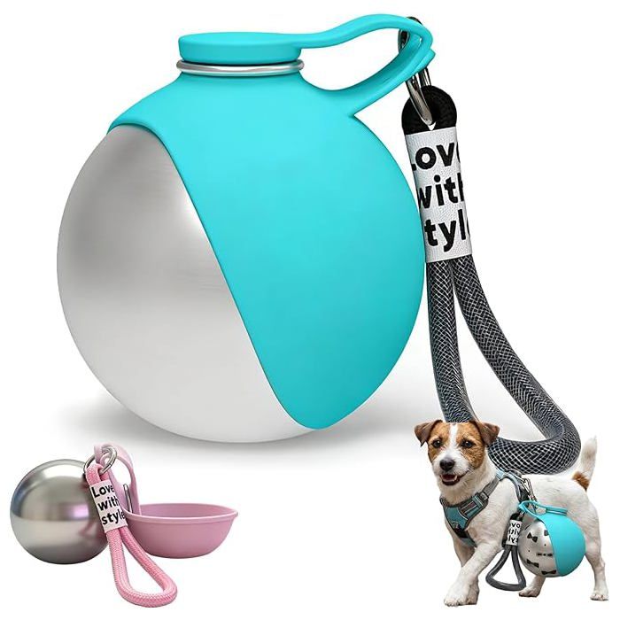 Gourde portable 2-en-1 pour chiens– Bouteille deau et bol à eau intégré anti-fuite matériau sûr et non toxique pour la