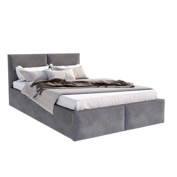 Lit coffre Tulum 120 x 190 cm avec sommier à lattes relevable Gris Foncé
