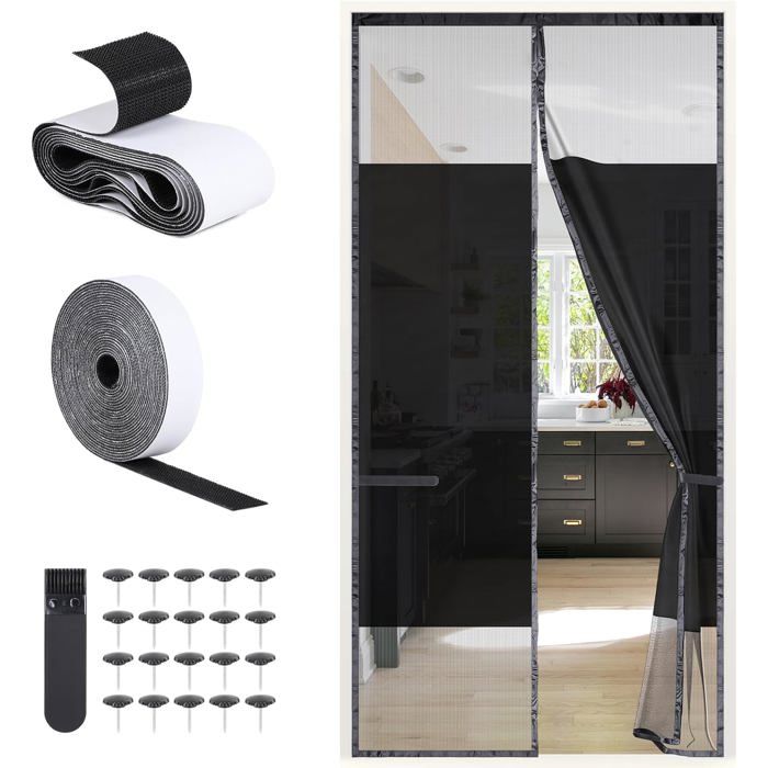 Moustiquaire Porte Magnétique 100x210 Cm Protection De L’Intimité Et Anti-Moustique Rideau Moustiquaire Occultant En Polyester San