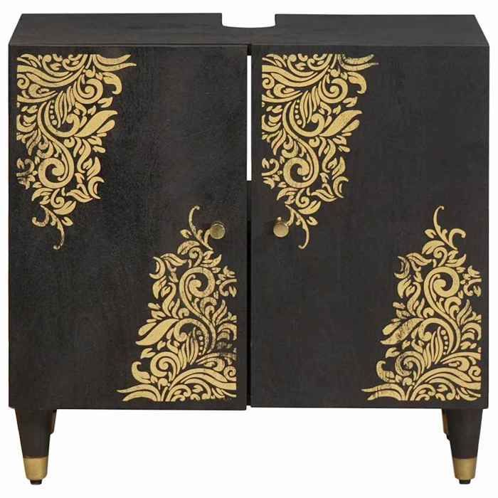 Meuble sous lavabo - vidaXL - Meuble lavabo - Noir - 2 portes - 62x33x58 cm @37676