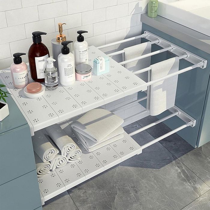 2PCS Extensible Séparateur de Support de Rangement 24cm 3860cmdÉtagère Réglables Armoires Télescopiques Organisateur