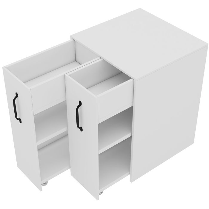 Bibliothèque à roulettes – meuble de rangement blanc 52 x 50 x 75 cm 1 tiroir 2 étagères réversibles