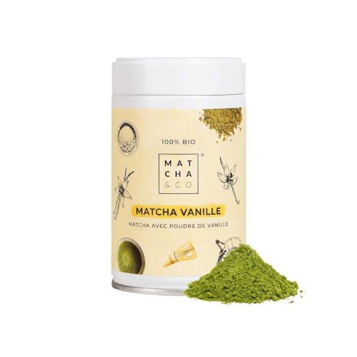 Thé Original à la Vanille (80 G) - Thé Vert en Poudre Japonais Saveur Vanille - sans Édulcorants Sucres