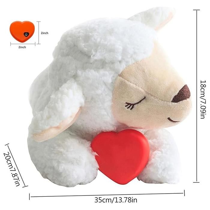 Peluche mouton avec cœur battant jouet apaisant anti-anxiété pour chiens réduit le stress de séparation animal domestique