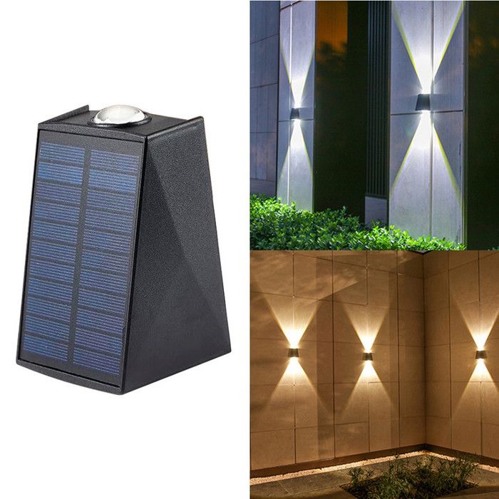 Lampes solaires pour jardin extérieur 1pcs appliques murales dextérieur à lumière solaire IP65 Étanche Applique Solaire warm blanc