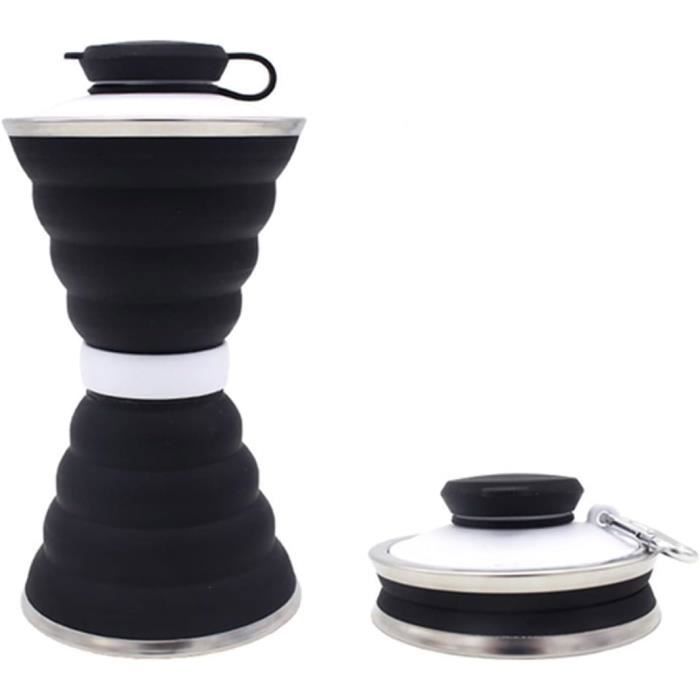Bouteille deau pliable - MARQUE - Modèle - Silicone - Anti-fuite - Portable Noir
