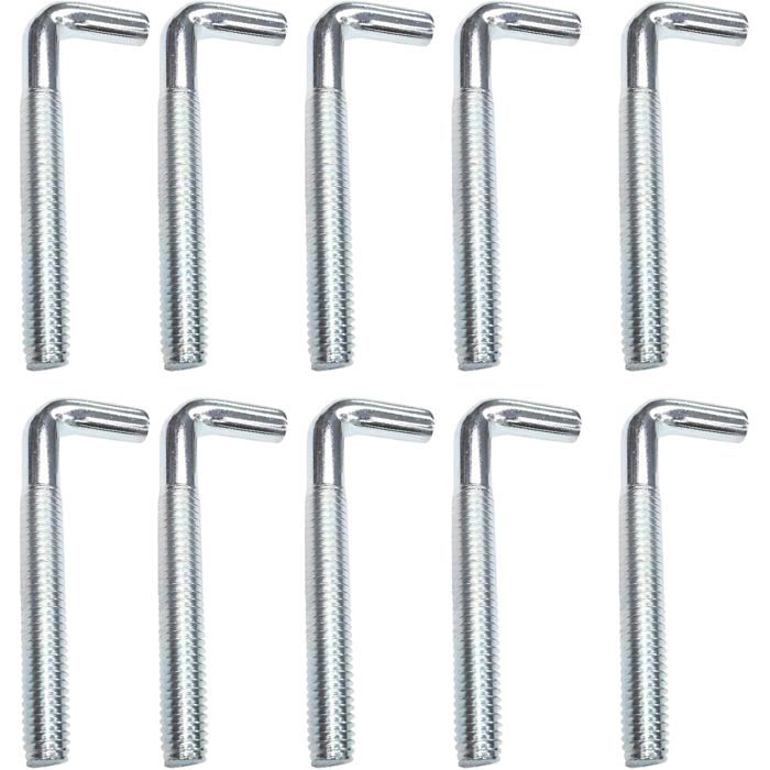 Lot De 10 Crochets À Vis Droits M6 X 60 Mm Galvanisés–Vis À Crochet À Visser Directement Dans Le Mur Et Le Plafond Pour Cord[ET230]