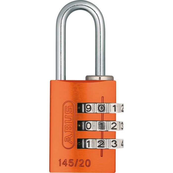 Cadenas à combinaison - ABUS - 145/20 - 3 chiffres - Aluminium orange - Sans clé