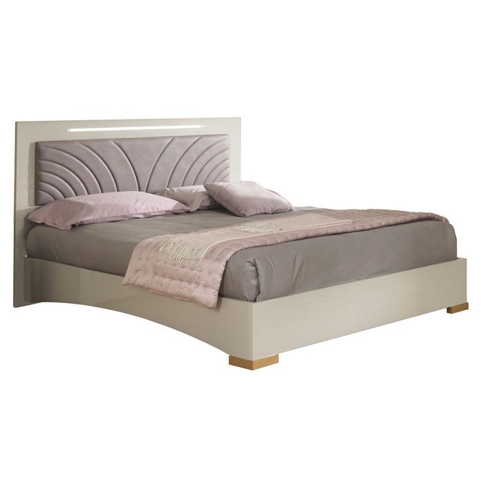 PANACA - Lit 160x200cm avec Tête de Lit Simili Cuir et Leds PANACA - Lit 160x200cm avec Tête de Lit Simili Cuir et Leds