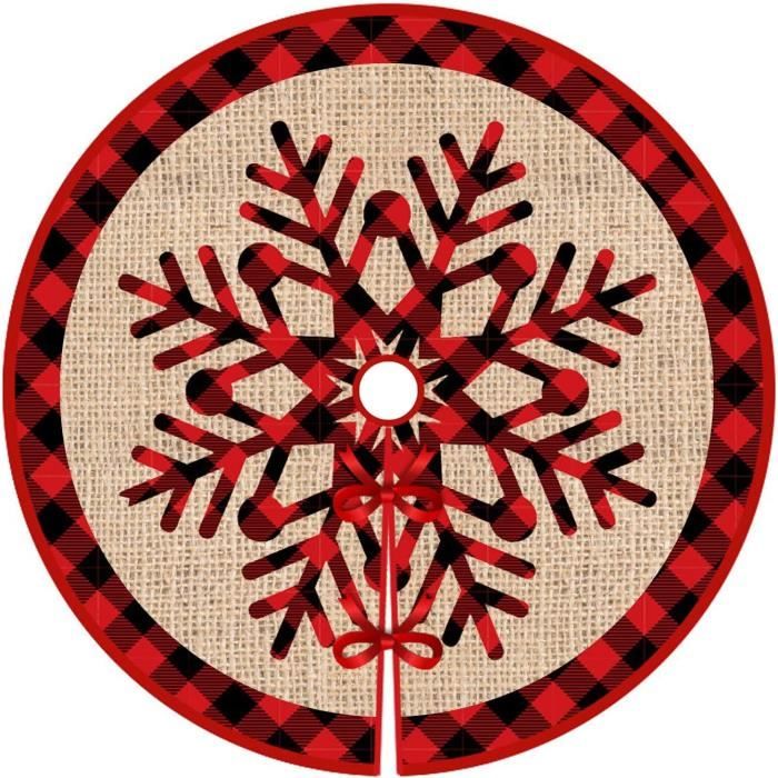 Jupe De Sapin De Noël Blanche Ø90 Cm - Tapis Décoratif Pour Base D'Arbre De Noël