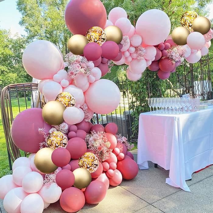 PartywithJoep Arche de ballons Or rose / blanc - Paquet de ballons de 146  pièces Or