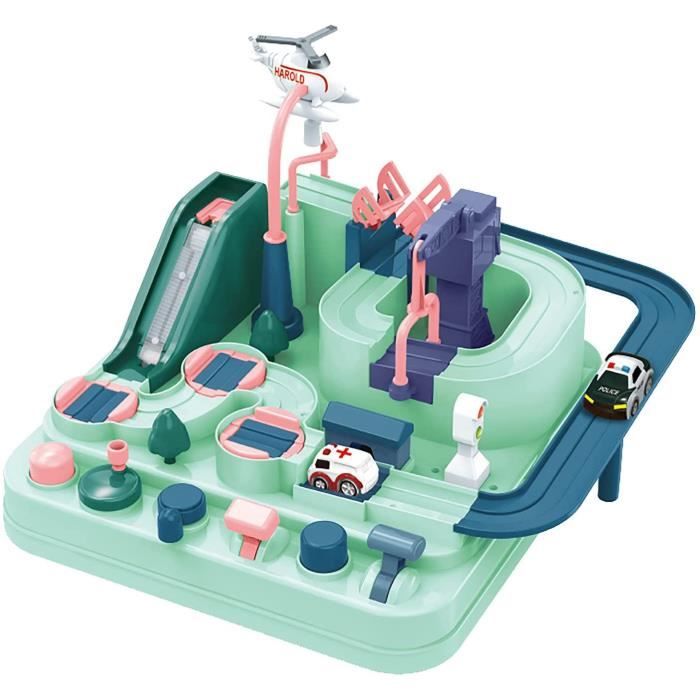 Circuit Voiture Enfant, Piste Aventure de Voiture Jouet, Jouets d'Sauvetage Ville Véhicules avec