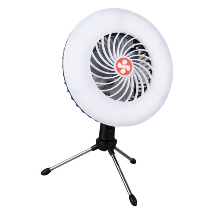 Lampe De Camping LED Avec Ventilateur USB Rechargeable 2400 MAh - 2 En 1 Lumière Et Vent, 3 Vitesses, Pour Extérieur, Voiture, Camping