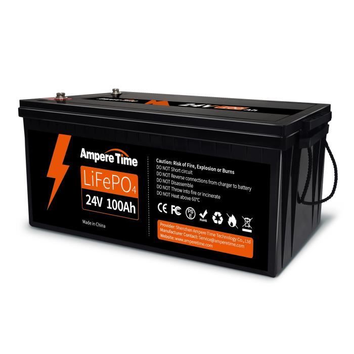 Batterie 24V 100Ah LiFePO4 Batterie Lithium Fer Phosphate à Cycle Profond  BMS 100A Intégré 4000+ Cycles - Cdiscount Auto