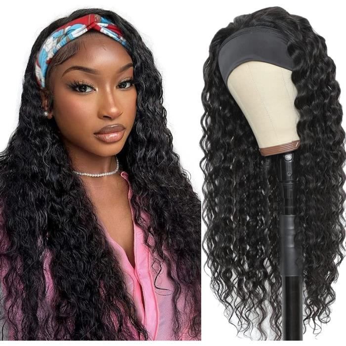 Perruques - Perruque Bandeau Bresilienne Bouclée Afro Naturelle Femme  Headband Wig Non Lace Frontal Human Hair 14inch(35cm - Cdiscount
