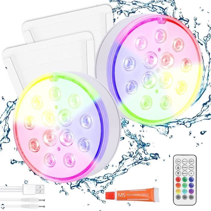 Lampe Piscine Flottante LED Avec Télécommande - Rechargeable - Effets Lumière Multicolores - Pour Piscine Hors-sol, Bassin