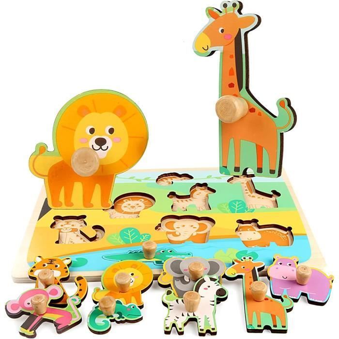 Puzzle En Bois JoyCat Animaux De La Ferme - Jouet Montessori 1 2 3 Ans - Cadeau Enfants Noël Anniversaire - 9
