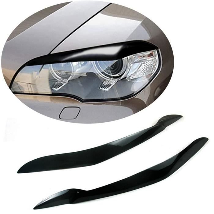 Noir brillant - Paupière à sourcils en résine noire brillante, décoration de phare avant pour BMW X5 E70 2007