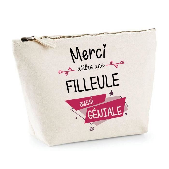 Trousse Merci Filleule géniale Idée Cadeau Anniversaire Noël Famille pochette maquillage