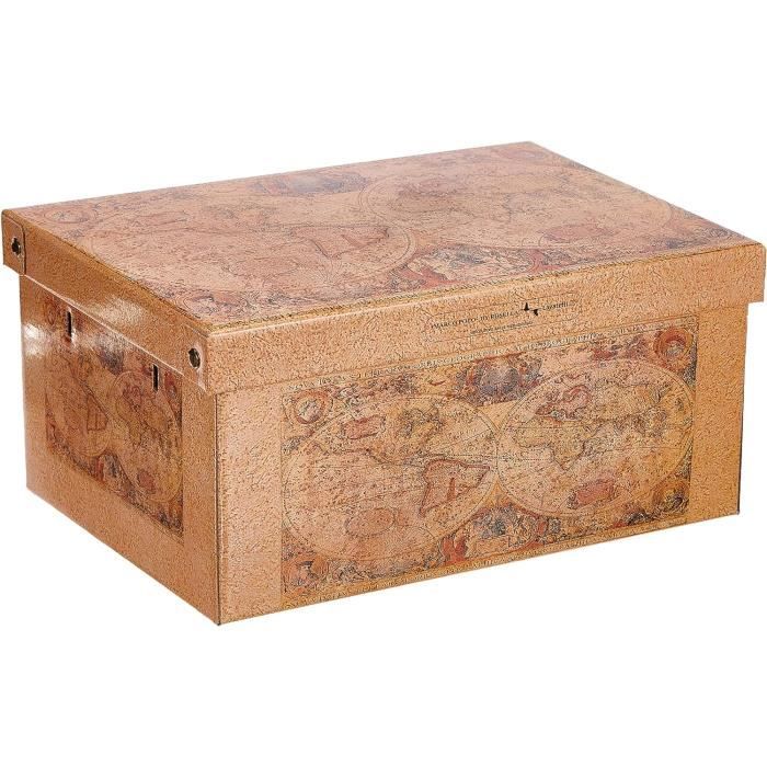 Boîte Rangement Carton 32x42x21cm TAPIRUS - Avec Couvercle, Organisateur Maison