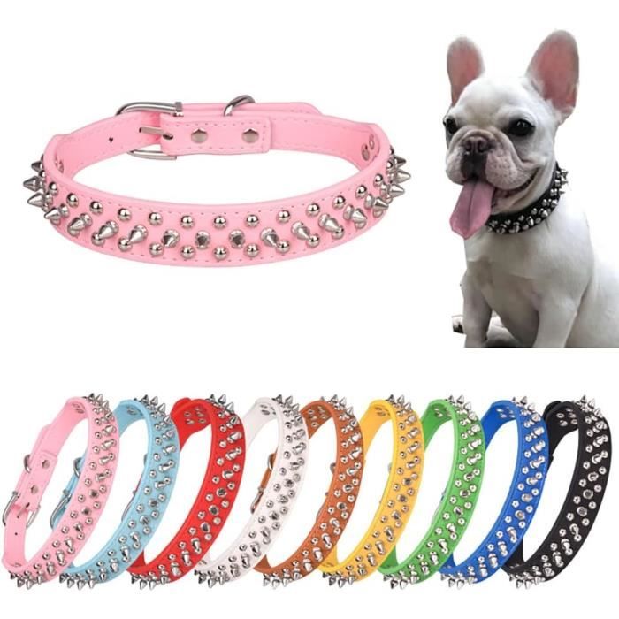 Collier À Pointes Pour Chien En Cuir Synthétique Souple Avec Rivets En Forme De Champignons Et
