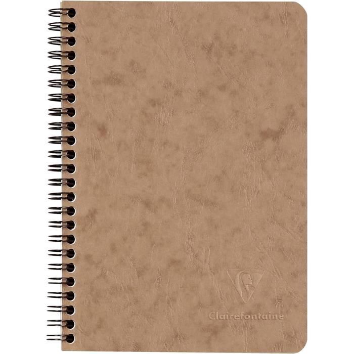 Carnet Clairefontaine Age Bag A5 - 120 Pages Lignées Détachables - 3 Intercalaires Avec Poches - Couverture Grain Cuir - Fabriqué En France