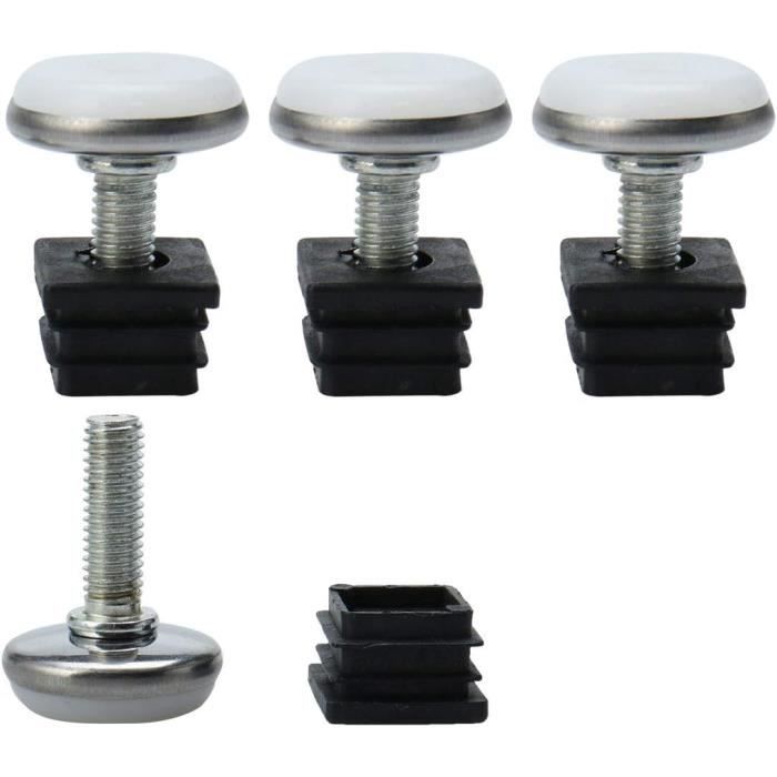 AKOLAFE Lot De 4 Pieds De Meubles Réglables, Noirs, 8 à 12 Cm, Hauteur Réglable, Diamètre