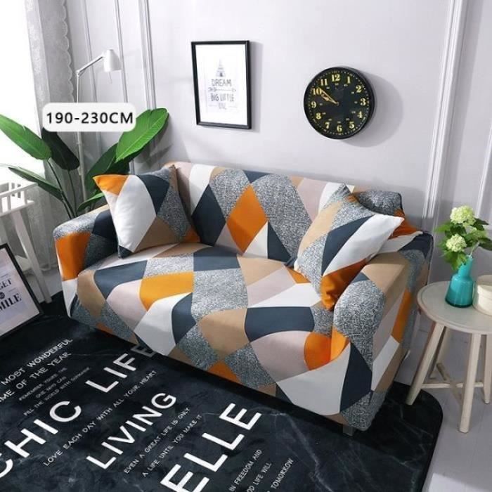 Housse Canapé 3 Places Extensible 190—230cm Housse Antipoussière Polyester Moderne Décoration Salon
