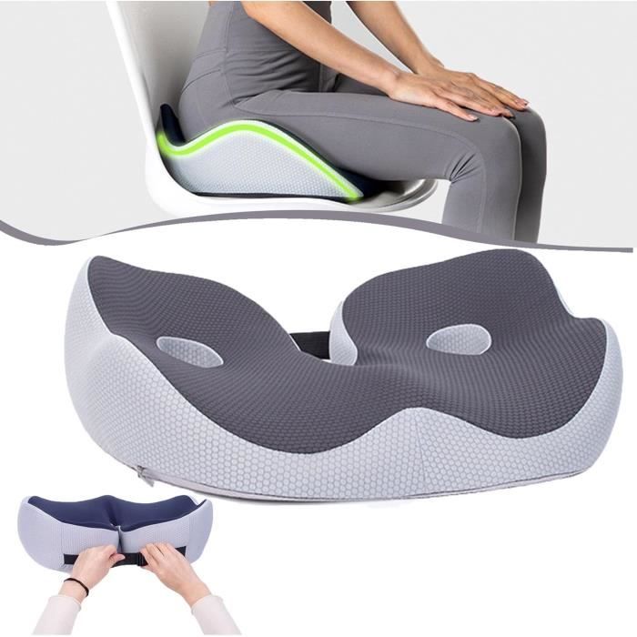 Coussin de siège - Mousse à mémoire de forme - Ergonomique - Lavable - Confortable