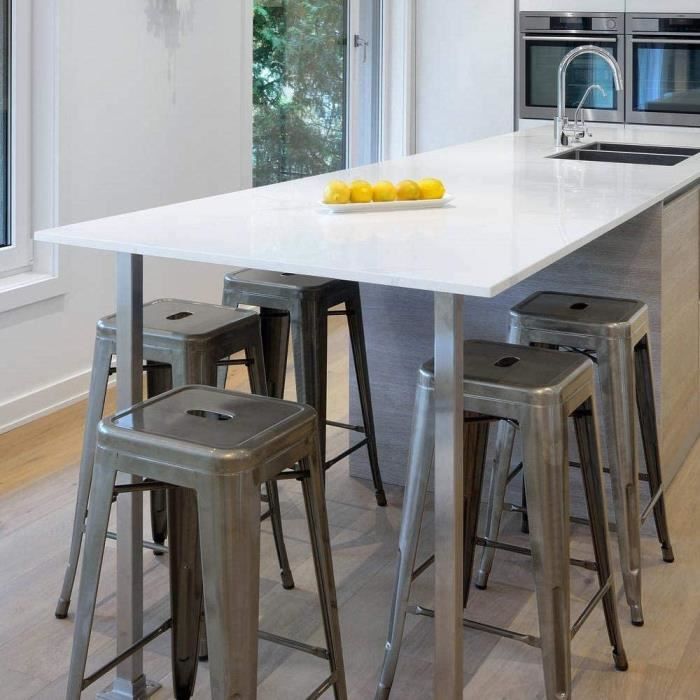 Lot De 8 Tabourets De Bar Style Industriel Structure En Metal Pour Cuisine Bistrot Salle A Manger Interieur Et Exterieur Cdiscount Maison