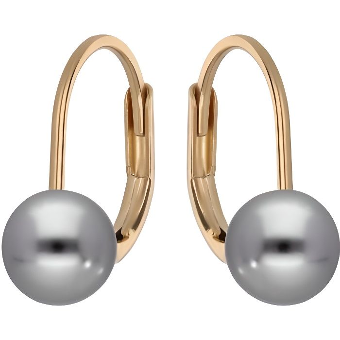 Boucles d’Oreille Dormeuses Perle de Culture 6 mm Or Jaune GF 750*