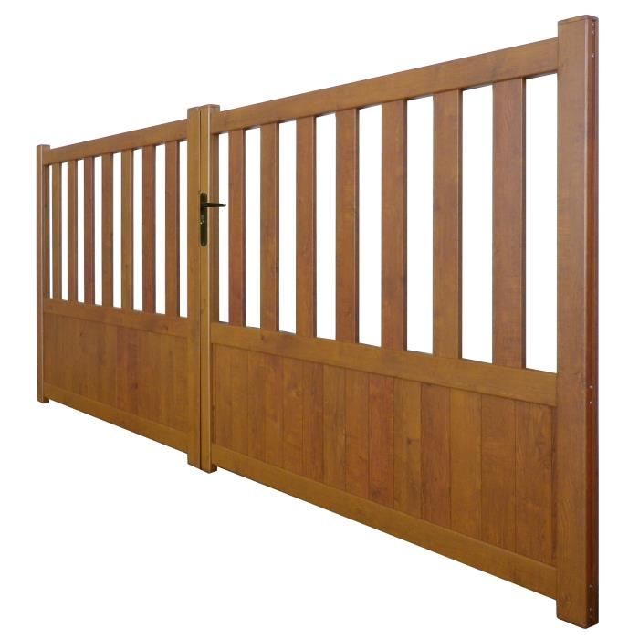 PORTAIL ALU BATTANT ASPECT BOIS 3m - Achat / Vente portail ...