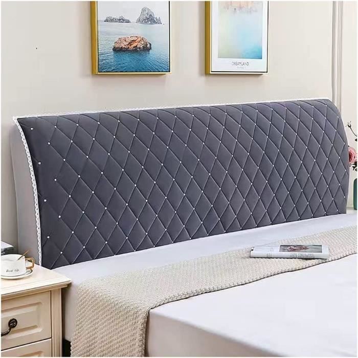 Housse Tête De Lit Velours Stretch Taupe 180 Cm – Protection 360° Antipoussière Extensible
