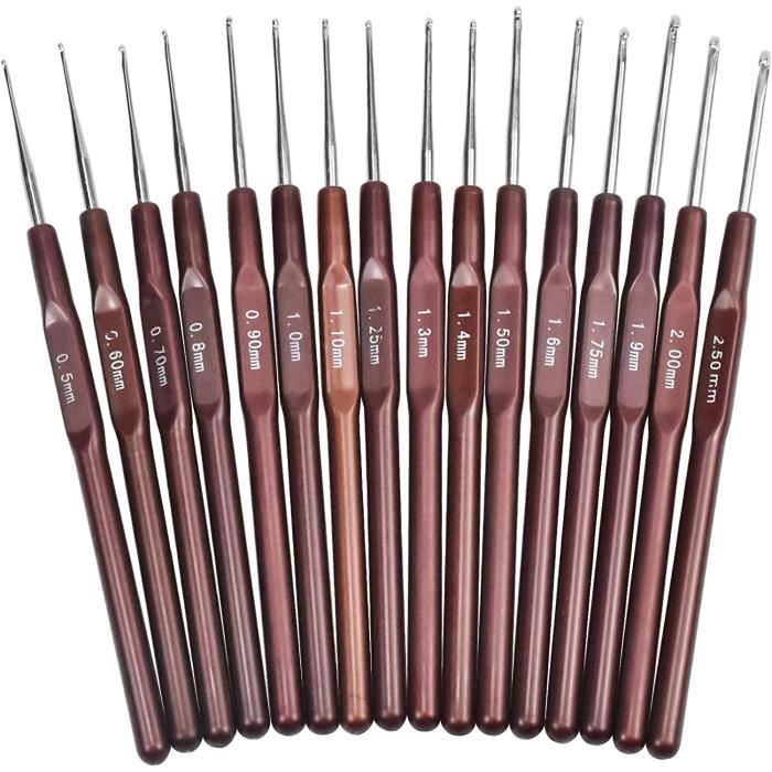 Lot de 16 Crochets de Tricot Aluminium Léger Lisse Crochet en Aluminium ...