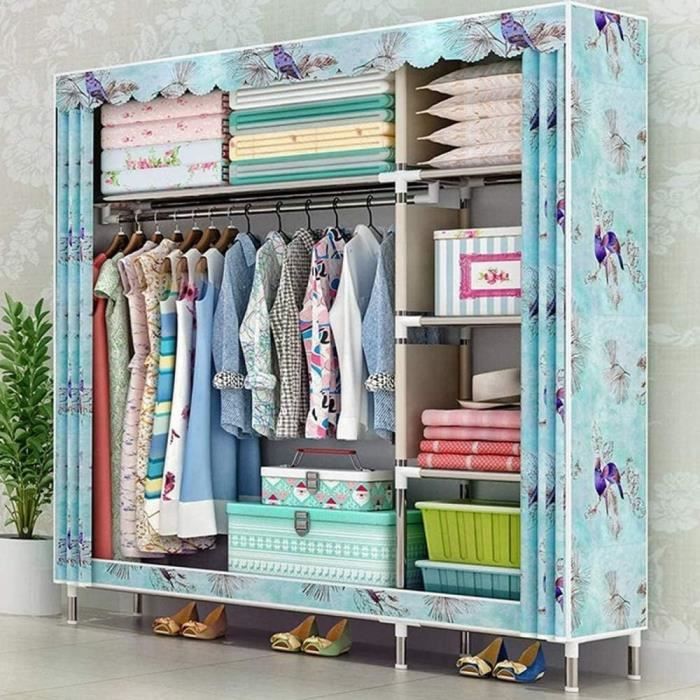 CXVBVNGHDF Armoire en Toile Armoire Pliable en Tissu avec 1 Tringle à