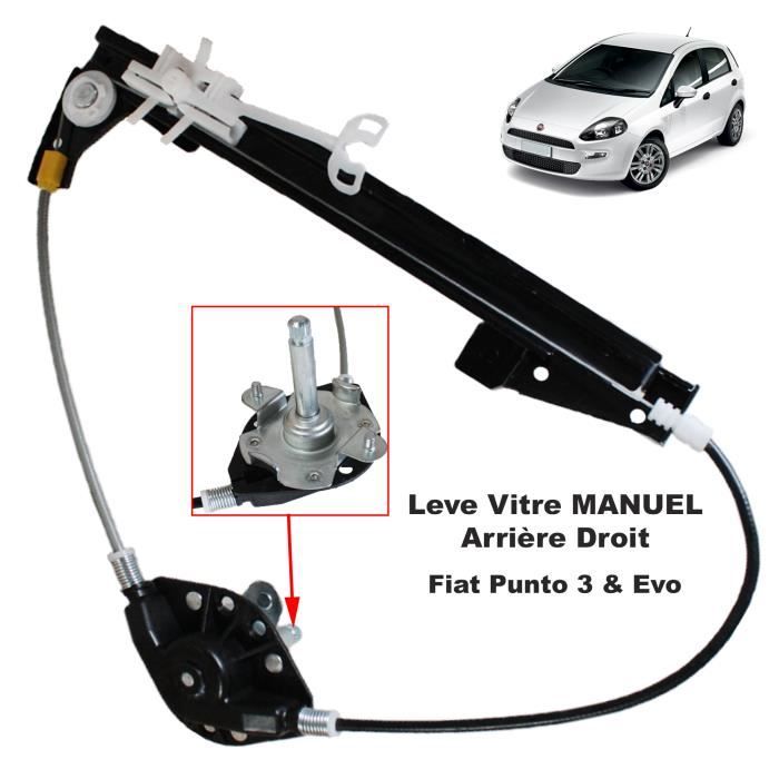 Mécanisme de Lève vitre Manuel pour Fiat Grande Punto 05-12 Punto 3 depuis 2012 (5 portes) - ARRIERE DROIT (côté passager)