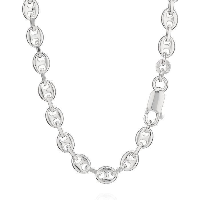 Collana In Argento Sterling 925 NKlaus, Catena Ad Ancora Rotonda, Larghezza 3.4 Mm, Lunghezza 50 Cm, Peso 5.54 G - 9597