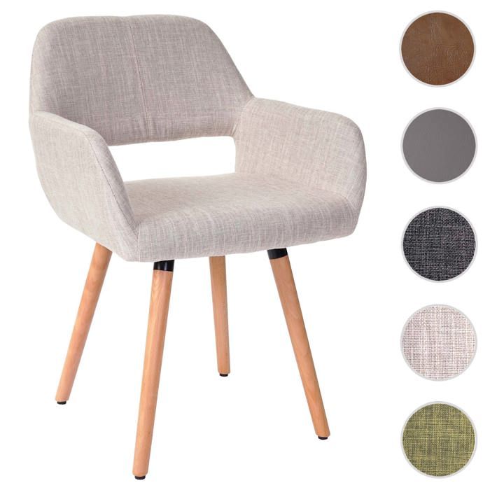 Chaise de salle à manger Altena II fauteuil ~ tissu crème/gris