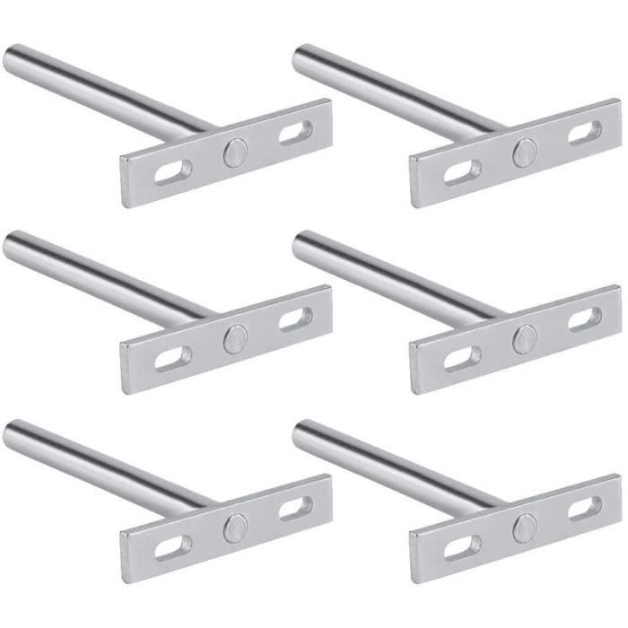 Support détagère flottant - Acier laminé à froid - 6pcs - Invisible - Argent mat